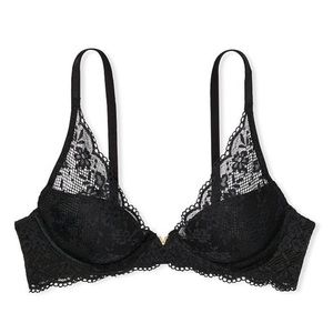 Victoria’s Secret Love Cloud Black Lace Plunge Bra 34D